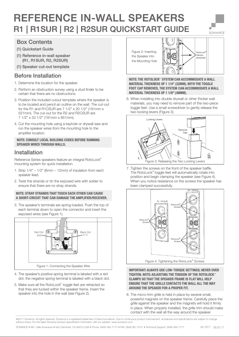 Page n°1 - Manuel utilisateur Sonance Reference R2