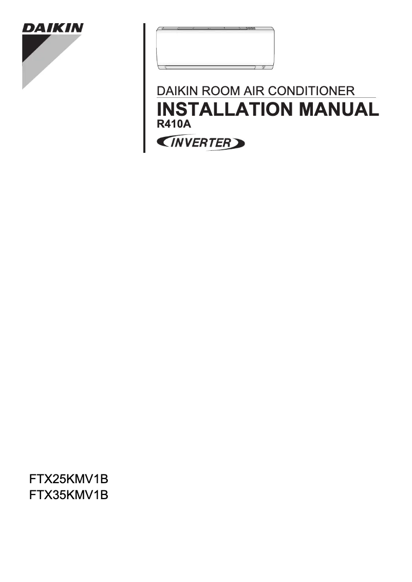 Page 1 de la notice Guide d'installation Daikin FTX-KM