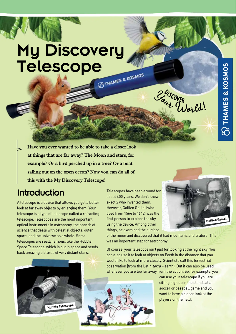 Page 1 de la notice Manuel utilisateur Thames & Kosmos My Discovery Telescope