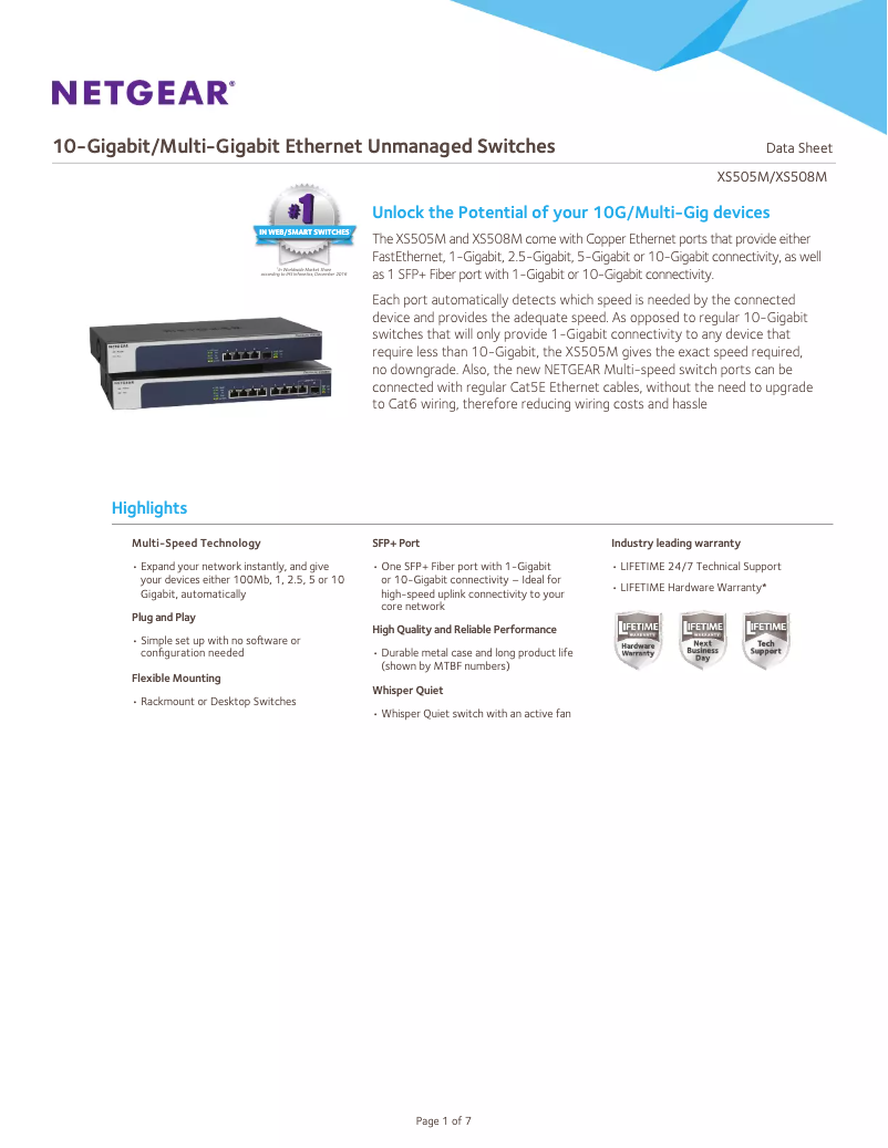 Page n°1 - Fiche technique Netgear XS508M