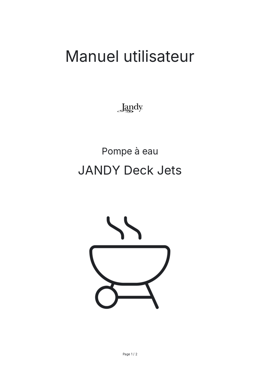 Page n°1 - Manuel utilisateur JANDY Deck Jets