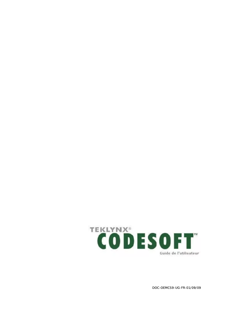 Image de la première page du manuel de l'appareil Codesoft 9.1 Enterprise