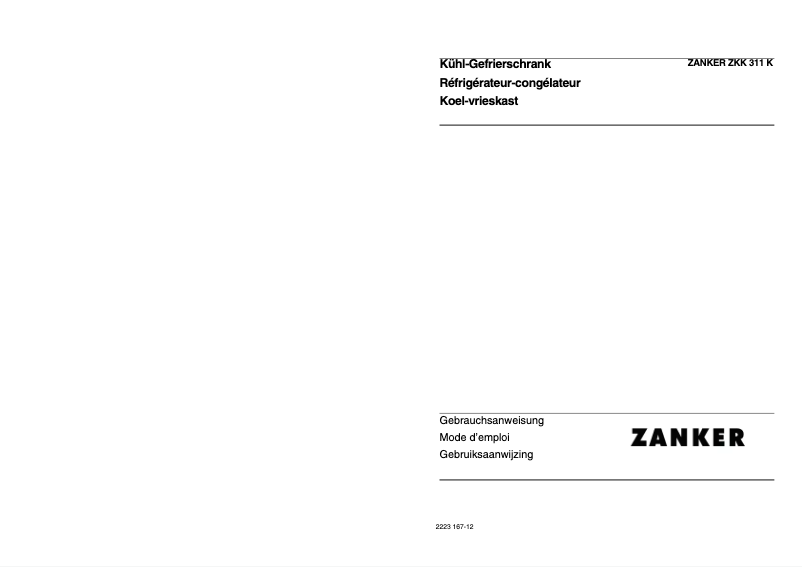 Page n°1 - Manuel utilisateur Zanker ZKK 311 k