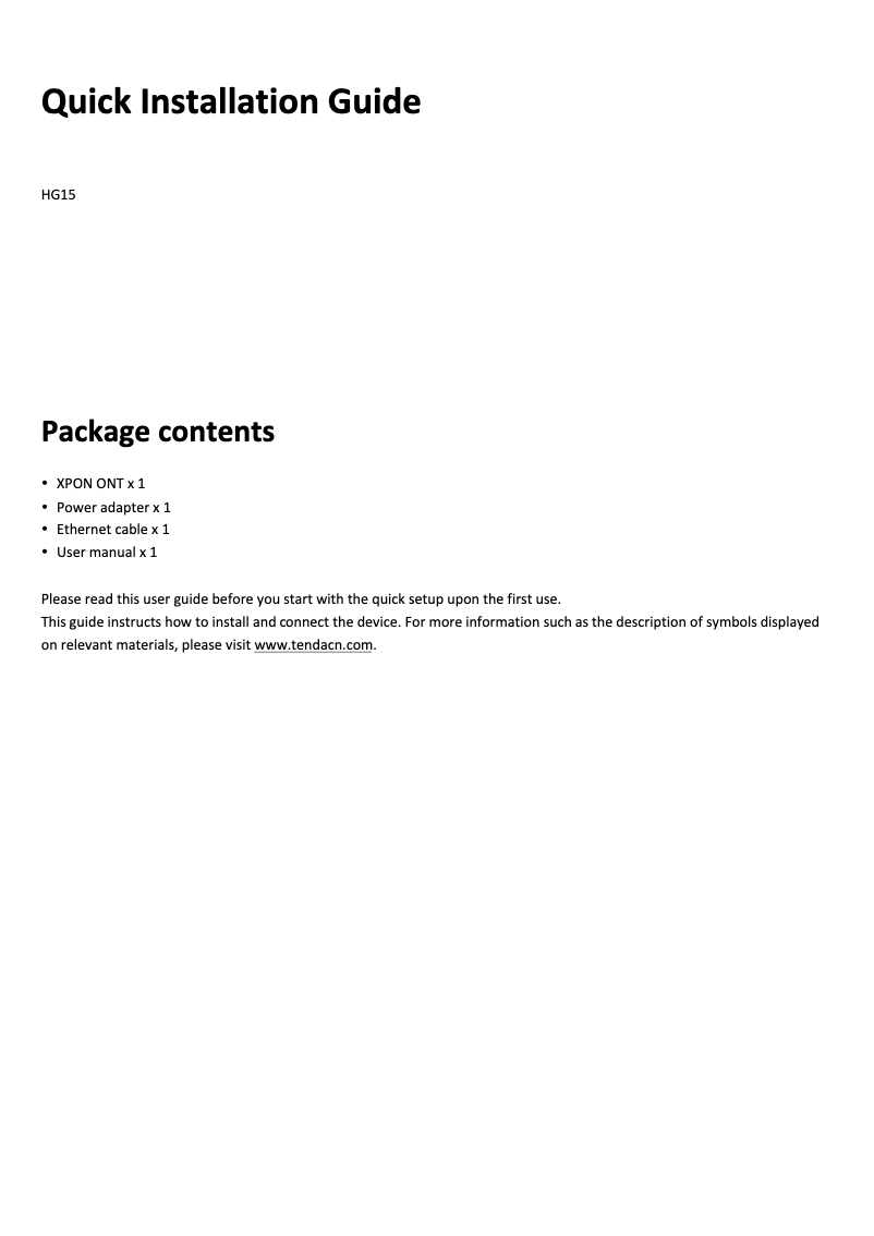 Page n°1 - Manuel utilisateur Tenda HG15