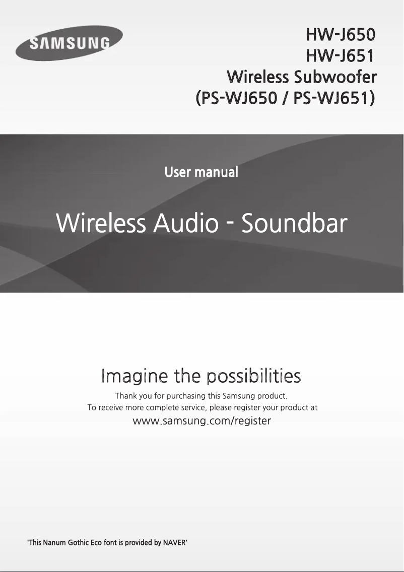 Page n°1 - Manuel utilisateur Samsung HW-J650/ZA