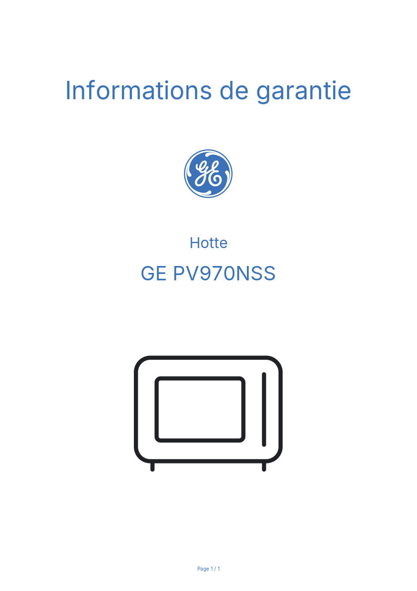 Page n°1 - Informations de garantie GE PV970NSS