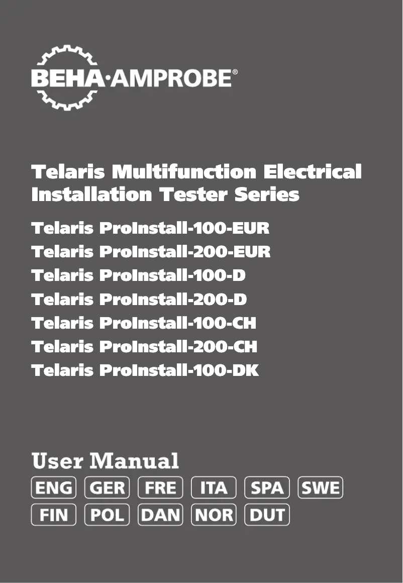 Page n°1 - Manuel utilisateur Beha-Amprobe ProInstall-100-EUR