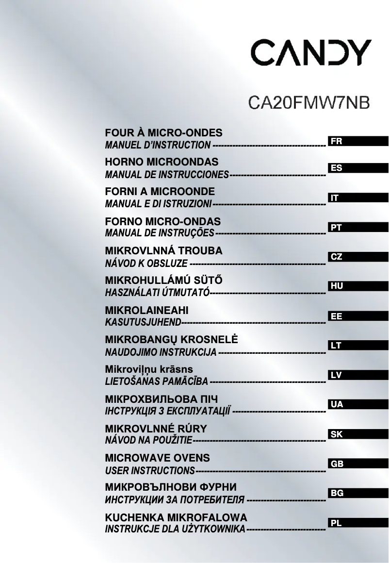 Page 1 de la notice Manuel utilisateur Candy CA20FMW7NB