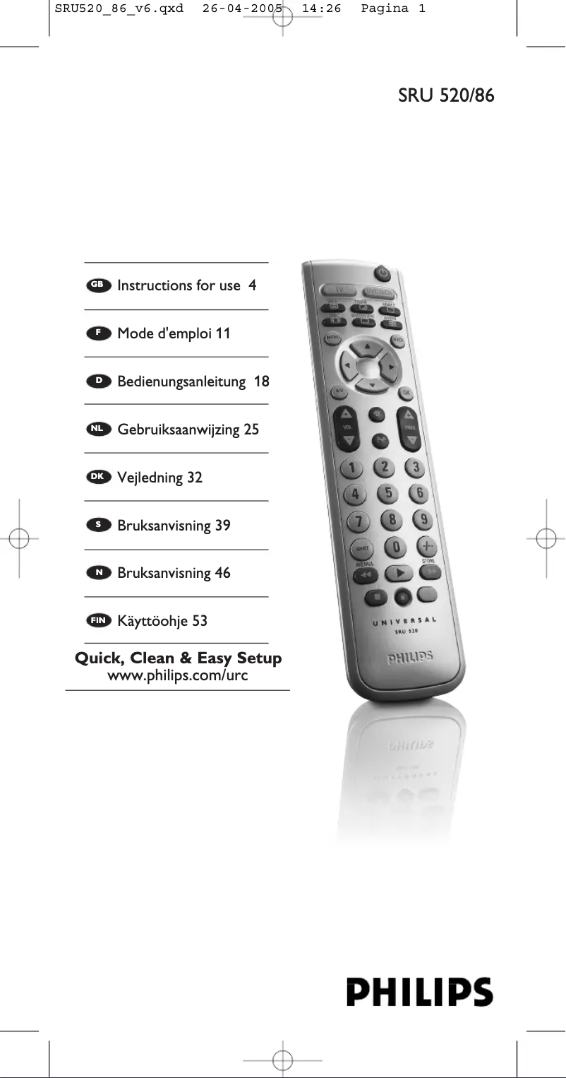 Página 1 del manual Manual de instrucciones Philips SRU520