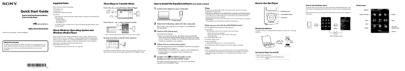 Page n°1 - Manuel utilisateur Sony Walkman NWZ-E353