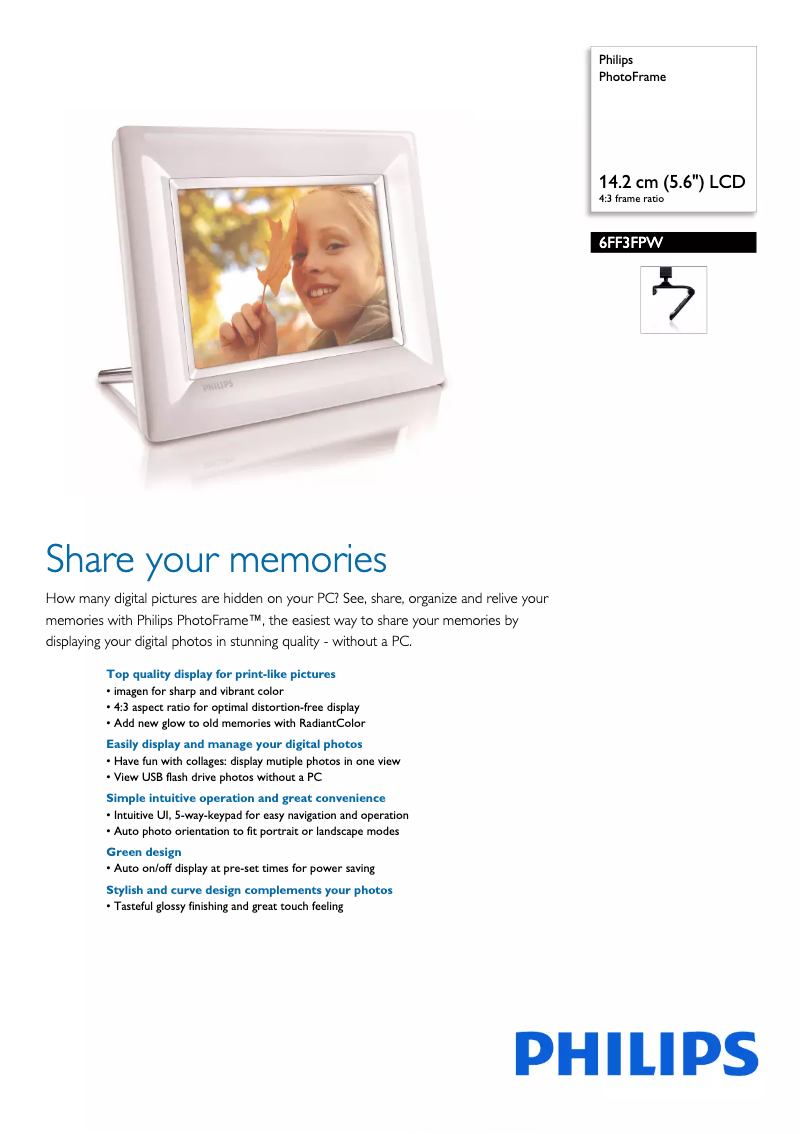 Page 1 de la notice Brochure Philips 6FF3FPW