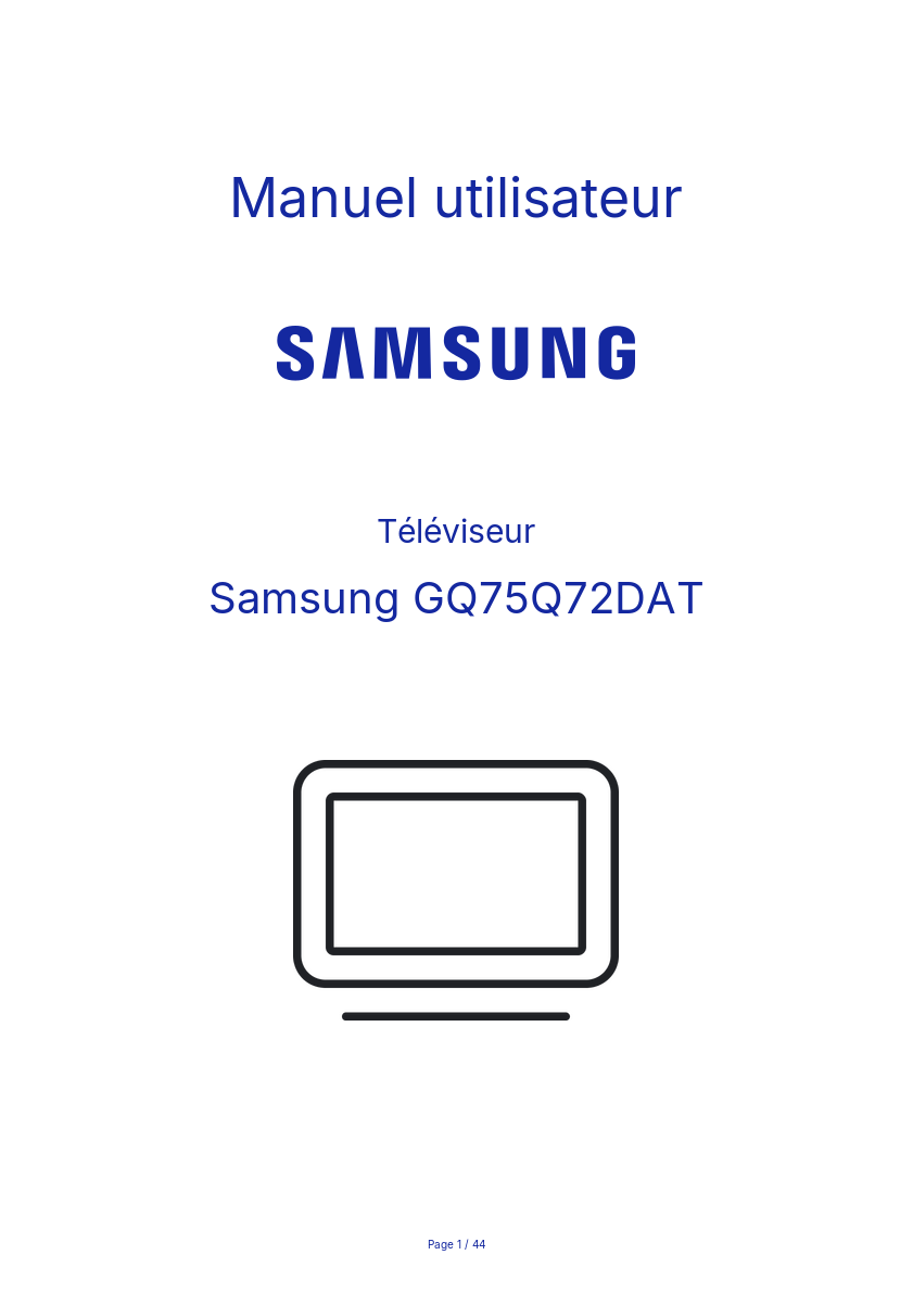 Page n°1 - Manuel utilisateur Samsung GQ75Q72DAT