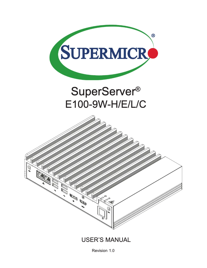 Page 1 de la notice Manuel utilisateur Supermicro SuperServer E100-9W-C
