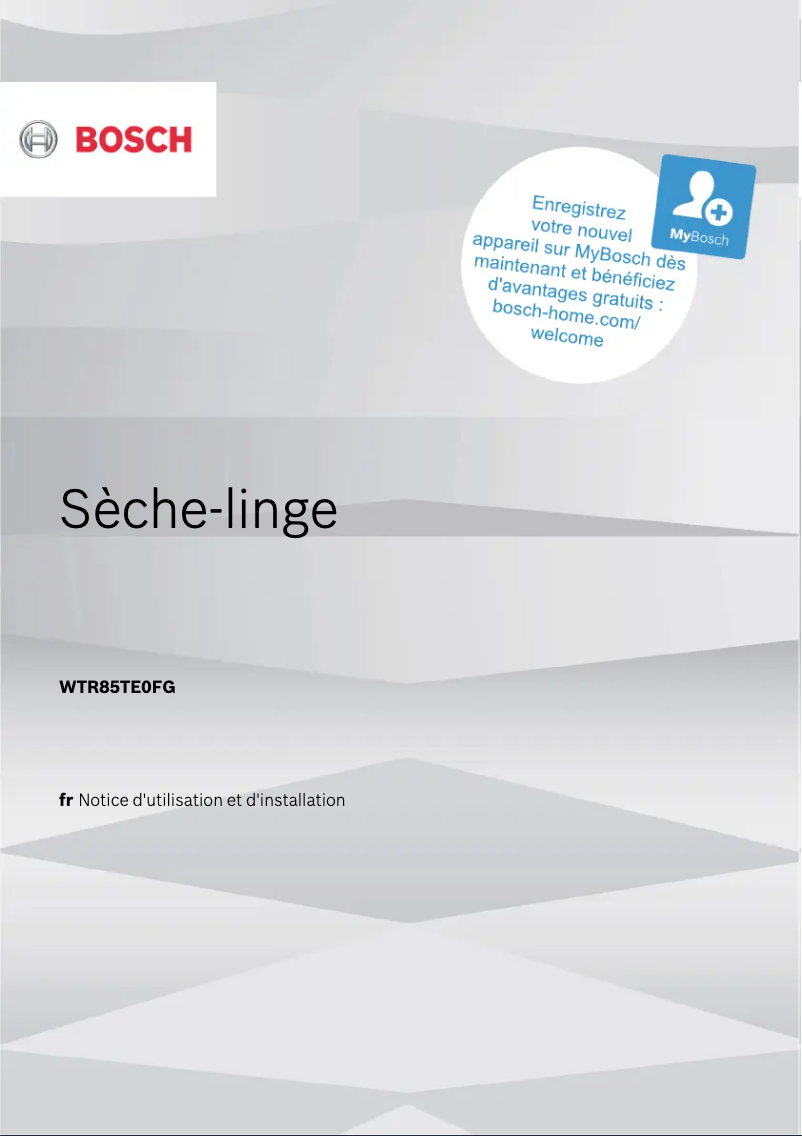 Page n°1 - Manuel utilisateur Bosch WTR85TE0FG