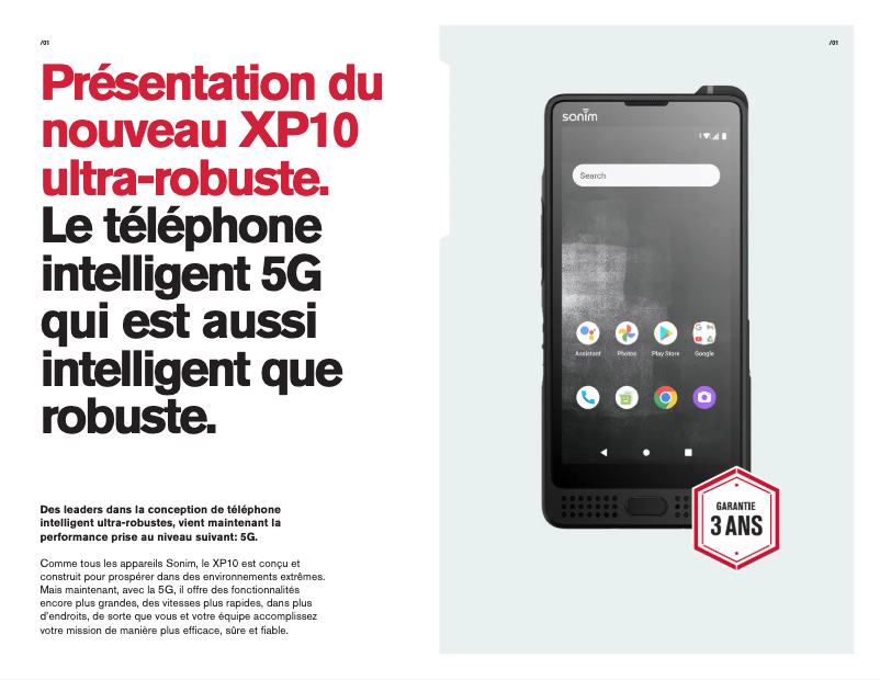 Page 1 de la notice Brochure Sonim XP10 (AT&T)