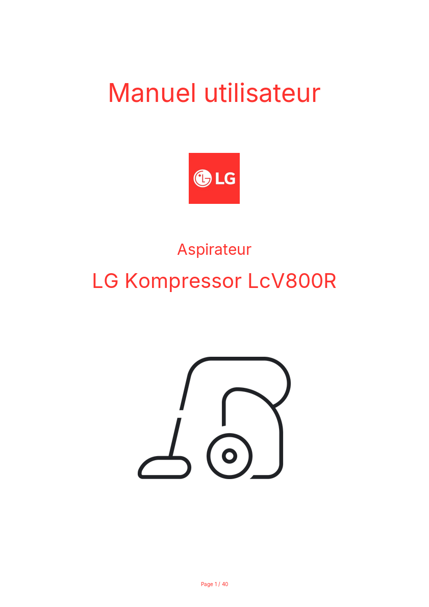 Page n°1 - Manuel utilisateur LG Kompressor LcV800R
