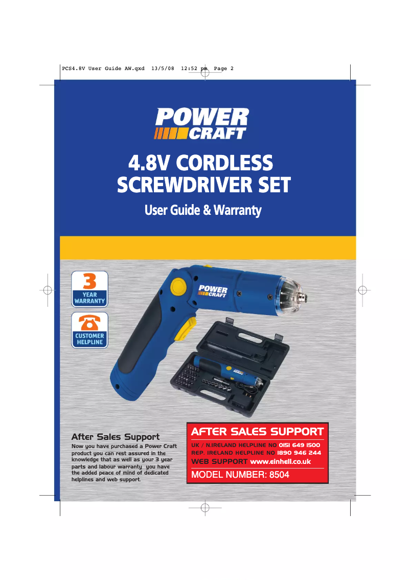 Page n°1 - Manuel utilisateur Power Craft PCS 4.8V