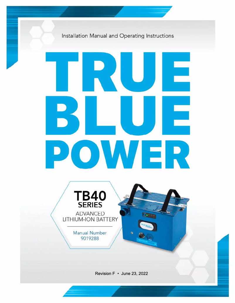 Page 1 de la notice Manuel utilisateur True Blue Power TB40