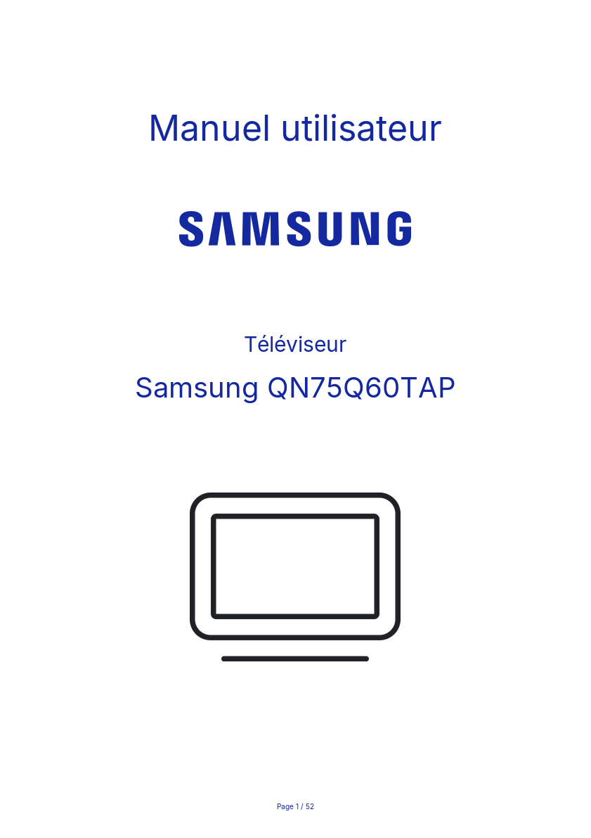 Image de la première page du manuel de l'appareil QN75Q60TAP