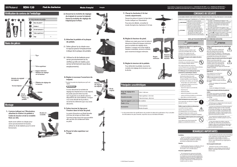 Page n°1 - Manuel utilisateur Roland RDH-120