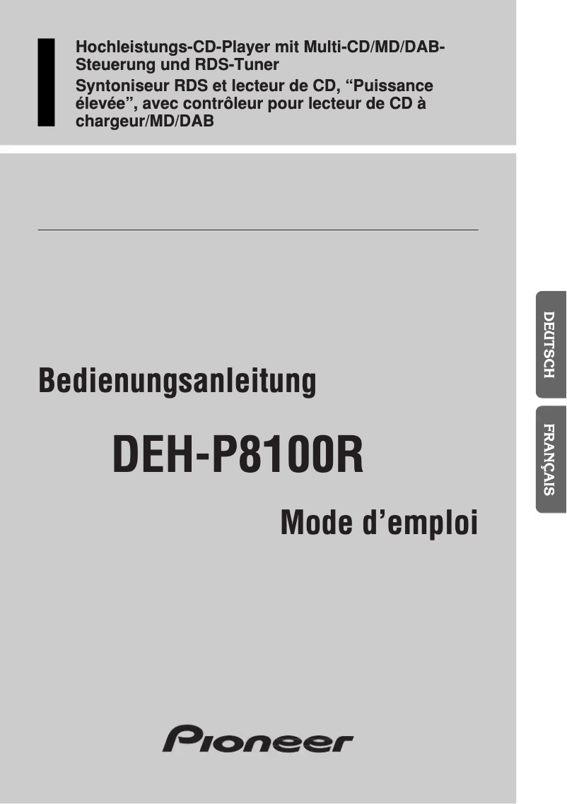 Page 1 de la notice Manuel utilisateur Pioneer DEH-P8100R