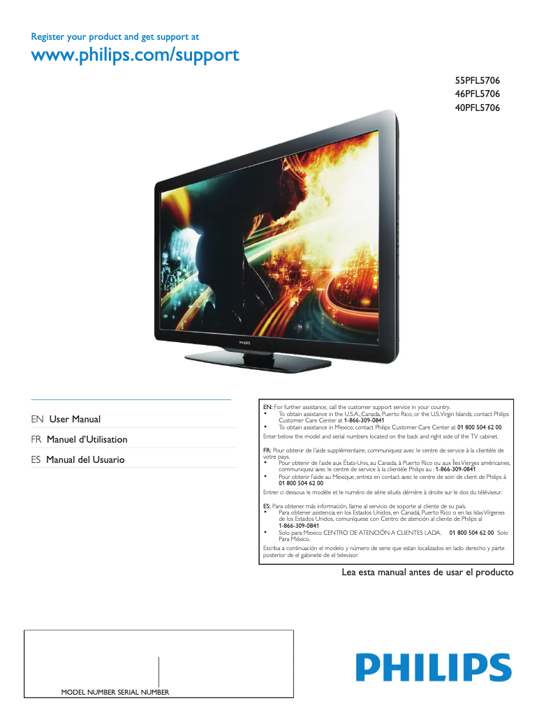 Page n°1 - Manuel utilisateur Philips 46PFL5706