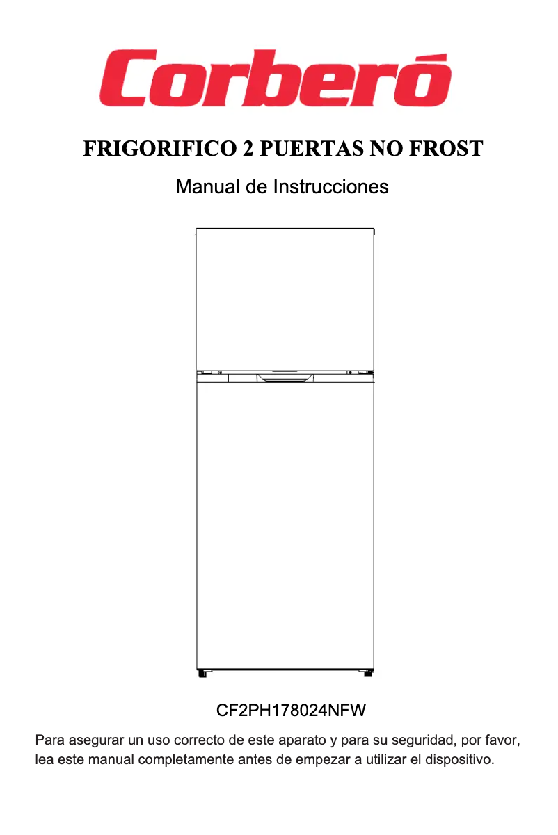 Page 1 de la notice Manuel utilisateur Corbero CF2PH178024NFW