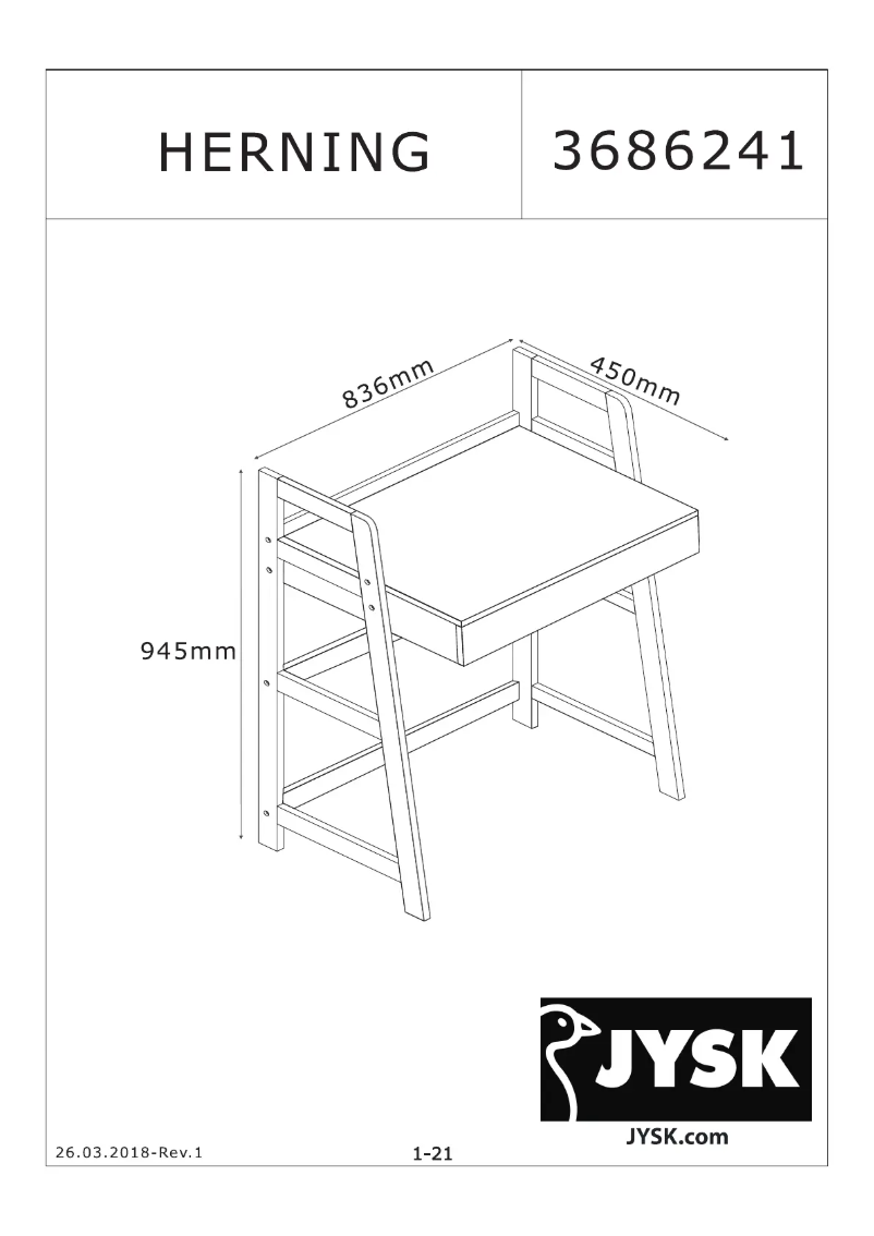 Page 1 de la notice Manuel utilisateur JYSK Herning (45x84x95)