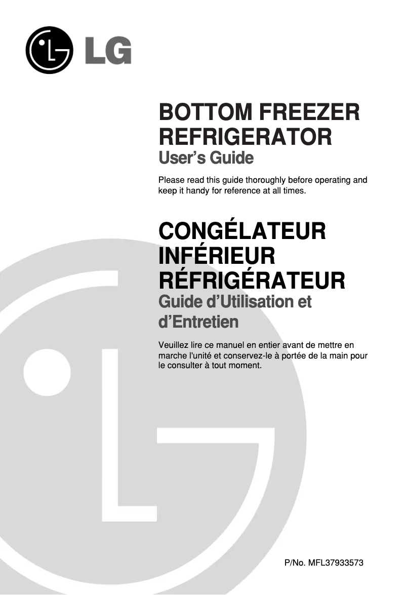 Image de la première page du manuel de l'appareil GR-B258UTA