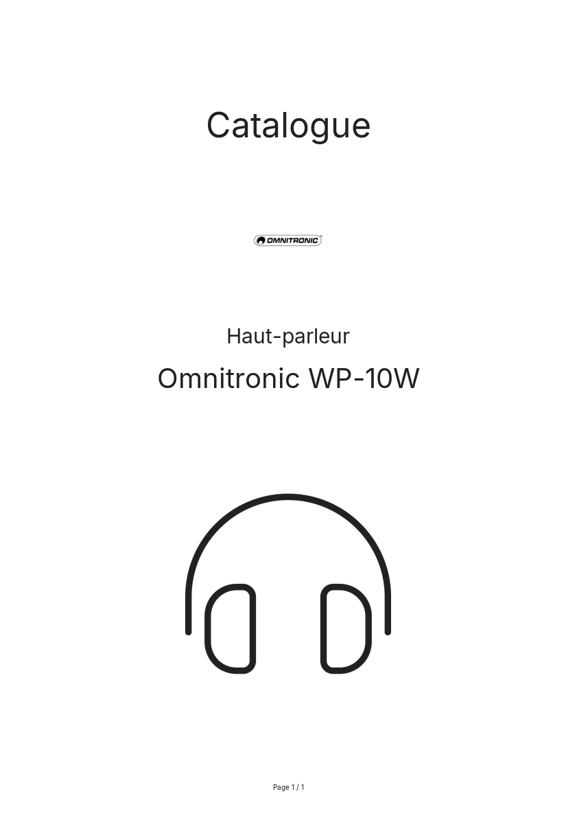 Page n°1 - Catalogue Omnitronic WP-10W