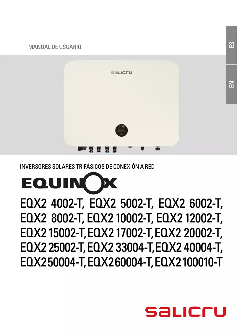 Image de la première page du manuel de l'appareil EQX2 15002-T