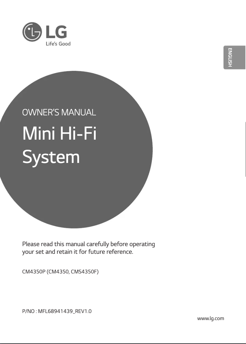 Page 1 de la notice Manuel utilisateur LG CM4350P