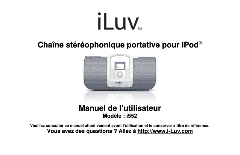 Image de la première page du manuel de l'appareil i552