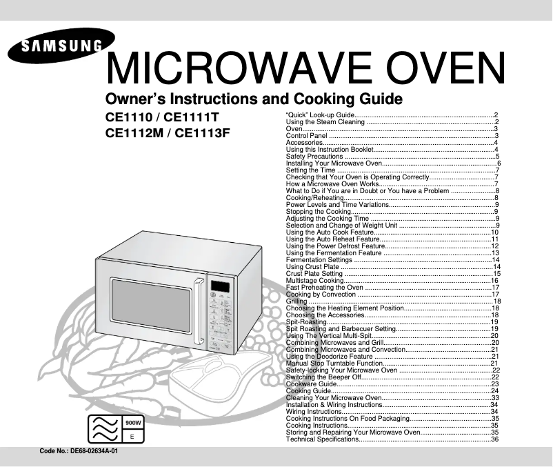 Page n°1 - Manuel utilisateur Samsung CE1112M