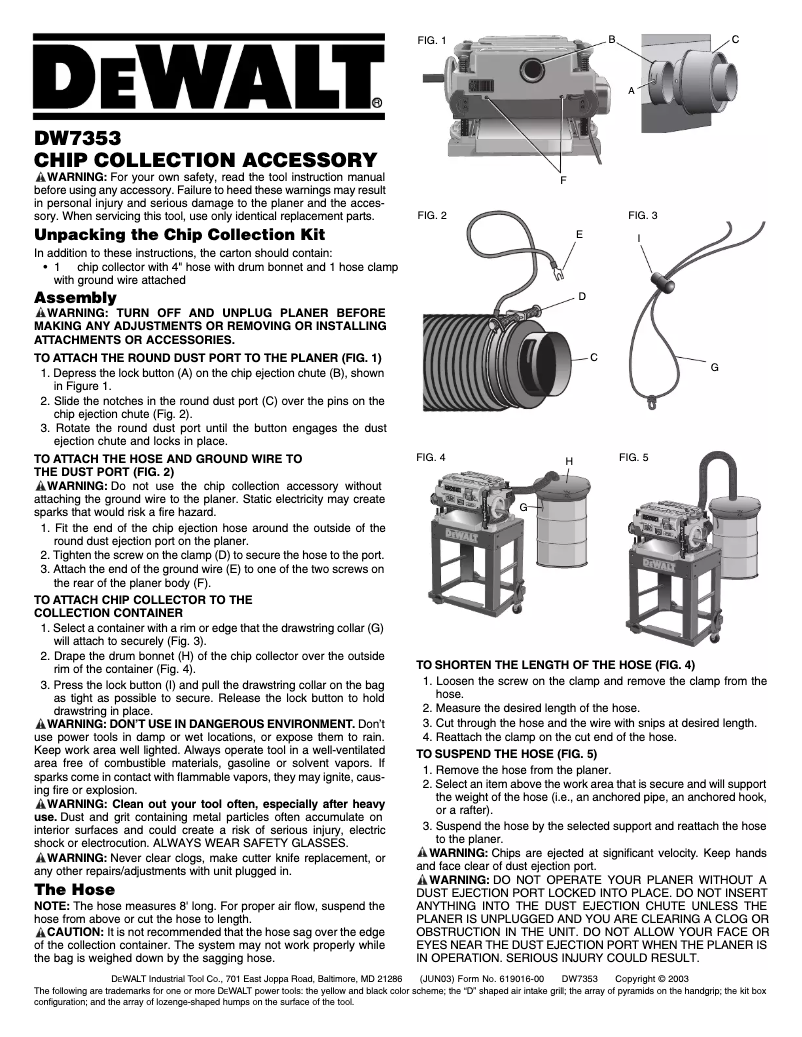 Page 1 de la notice Manuel utilisateur DeWalt DW7353