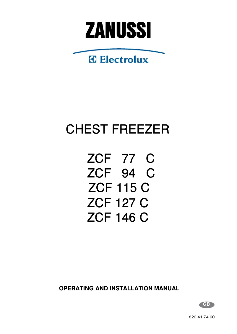 Page n°1 - Manuel utilisateur Zanussi-Electrolux ZCF77C