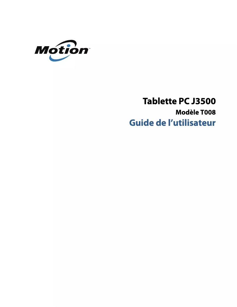 Page n°1 - Manuel utilisateur Motion Computing J3500