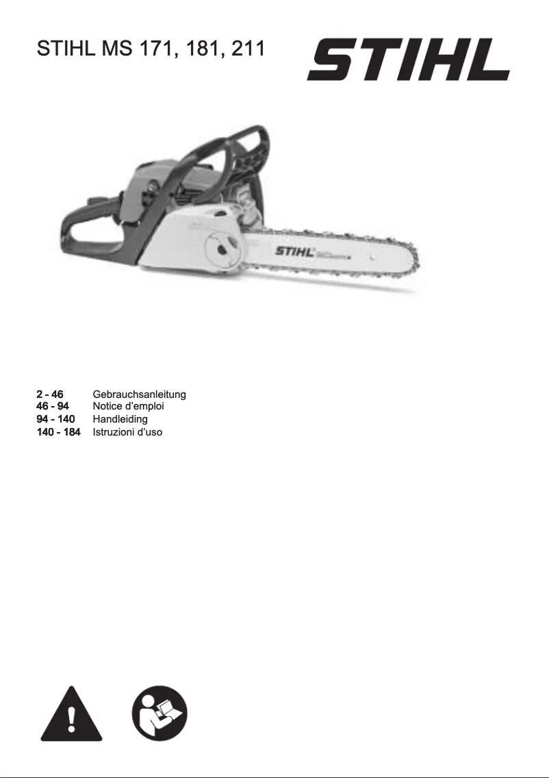 Page 1 de la notice Manuel utilisateur Stihl MS 211 C