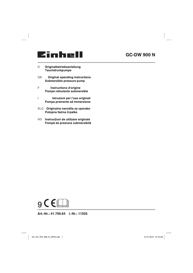 Image de la première page du manuel de l'appareil GC-DW 900 N