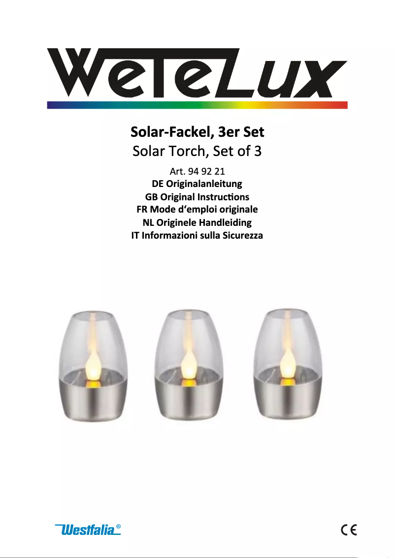 Page n°1 - Manuel utilisateur Wetelux 949221