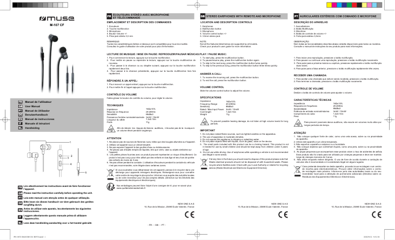 Page 1 de la notice Manuel utilisateur Muse M-107 CF