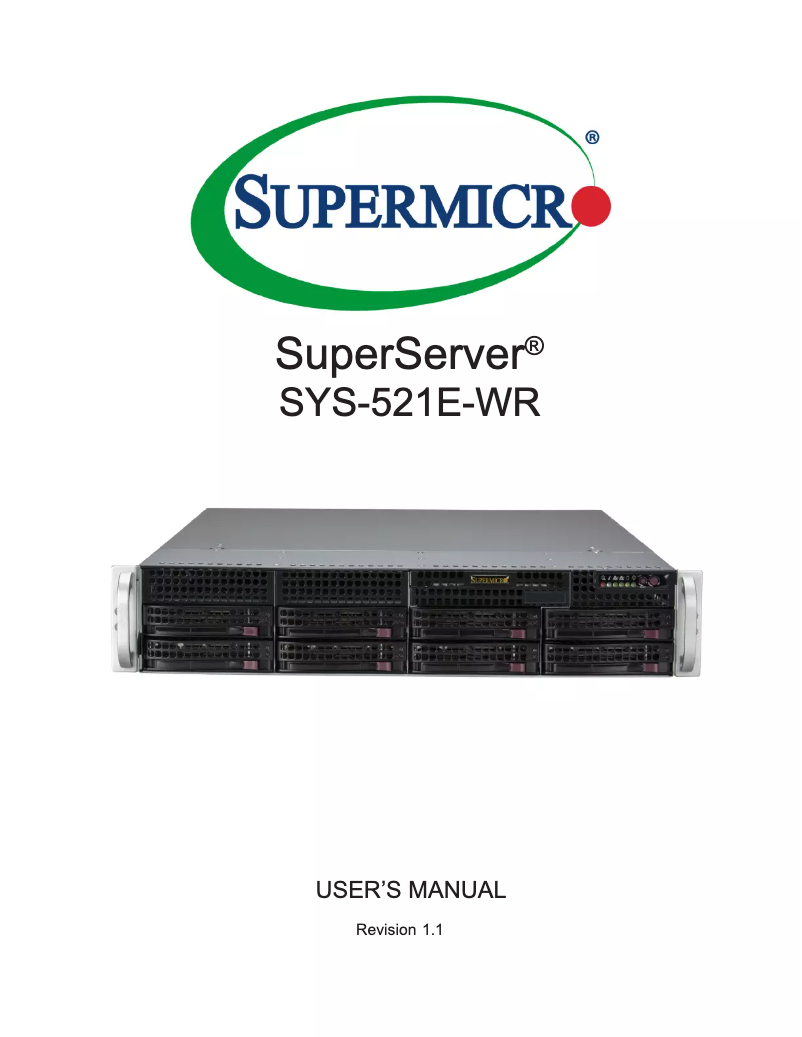 Image de la première page du manuel de l'appareil SuperServer SYS-521E-WR