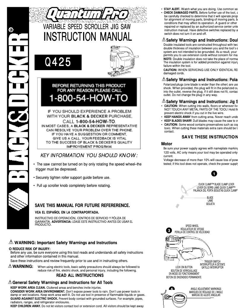 Page n°1 - Manuel utilisateur Black & Decker Q425K