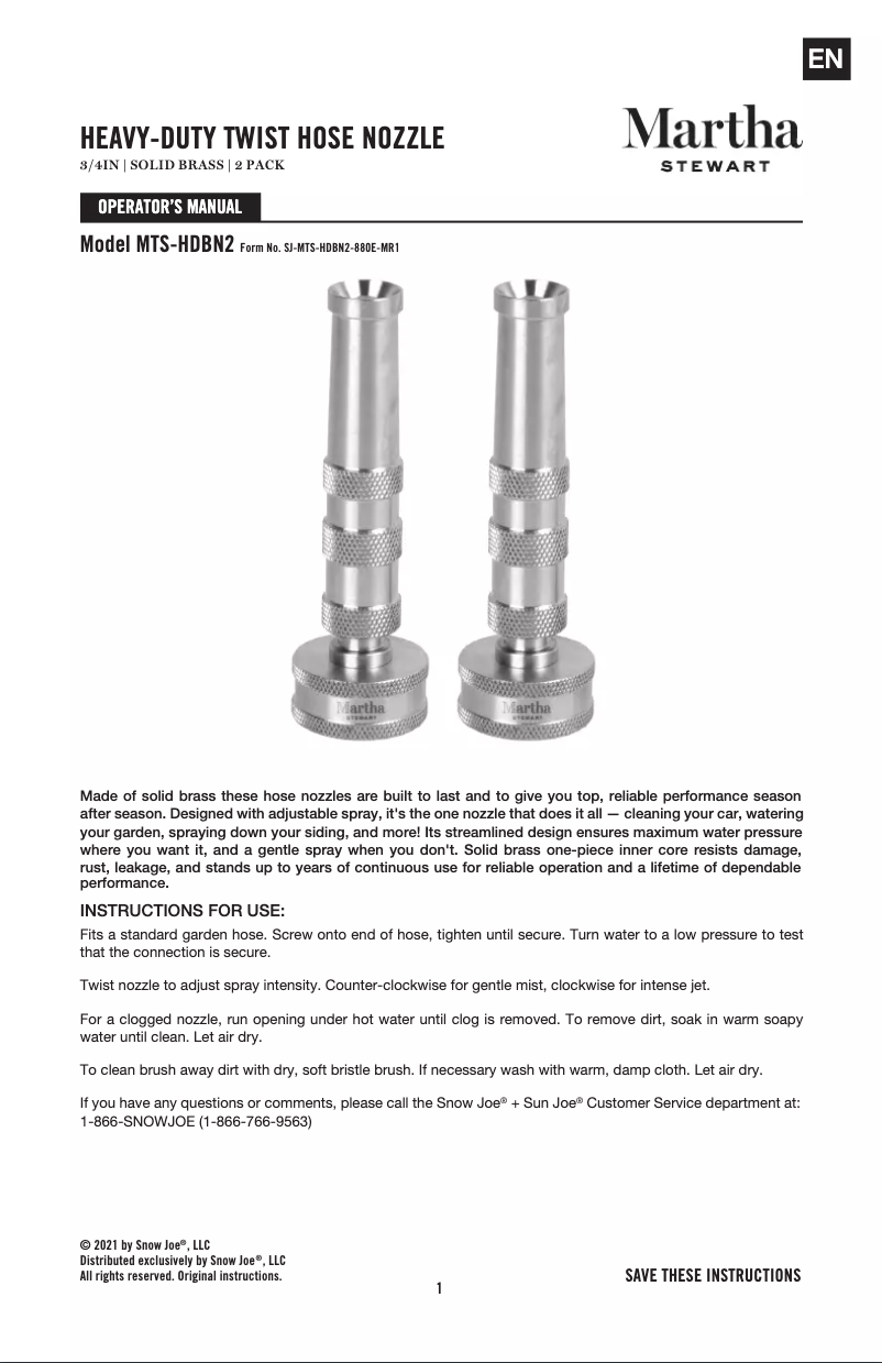 Page 1 de la notice Manuel utilisateur Martha Stewart MTS-HDBN2