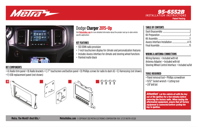 Page n°1 - Guide d'installation Metra 95-6552B