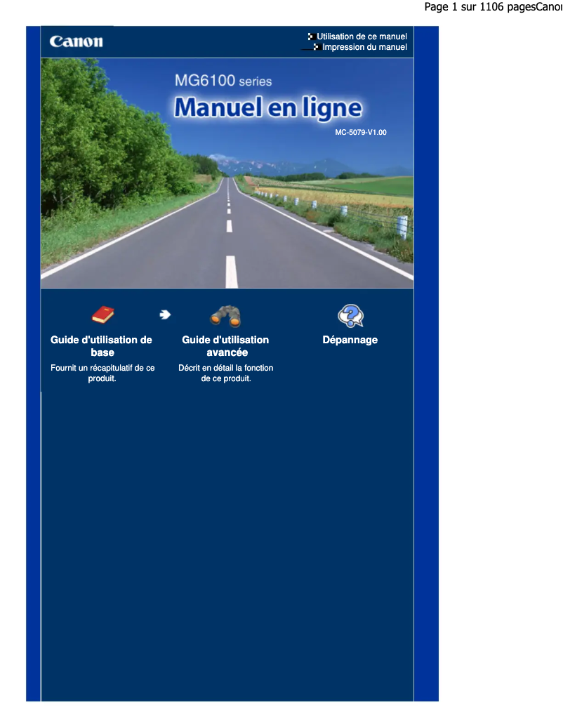 Page 1 de la notice Manuel utilisateur Canon Pixma MG6140