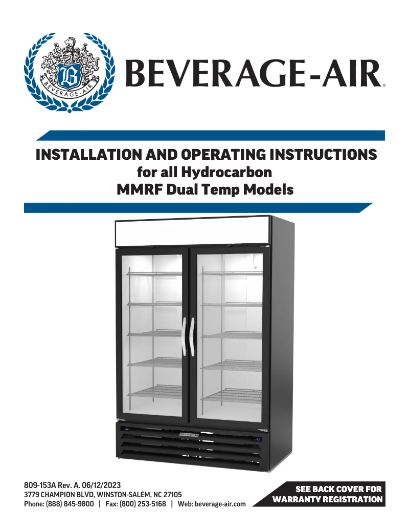 Page 1 de la notice Manuel utilisateur Beverage-Air MMFR72HC-1-B-SW-282