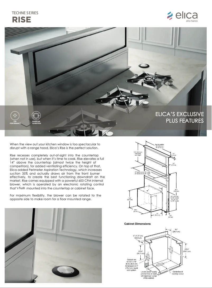Page 1 de la notice Fiche technique Elica Rise ERS636SS