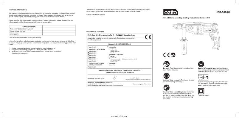 Page n°1 - Manuel utilisateur Ozito HDR-5000U