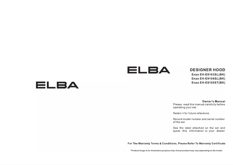 Page 1 de la notice Manuel utilisateur Elba ENZO EH-E9165ST(BK)